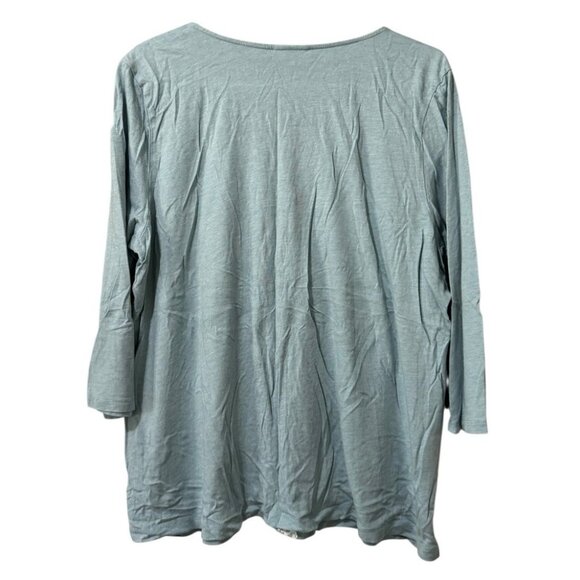 J. Jill Women Embroidered Popover Tunic Size XL 3/4 Sleeve V Neck Lightweight - Picture 2 of 11